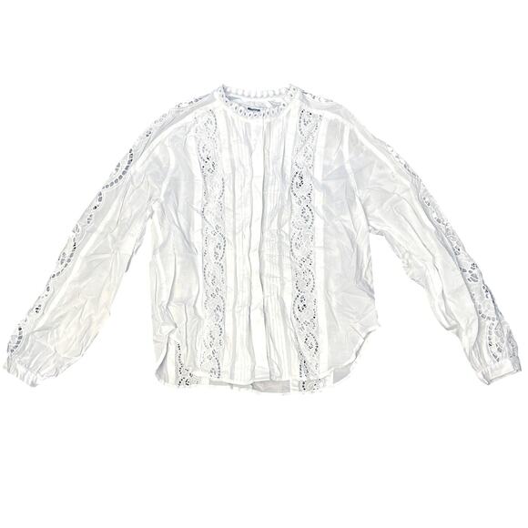 NWT Madewell Lace-Inset Pintucked Button Up White Size S - Picture 5 of 9